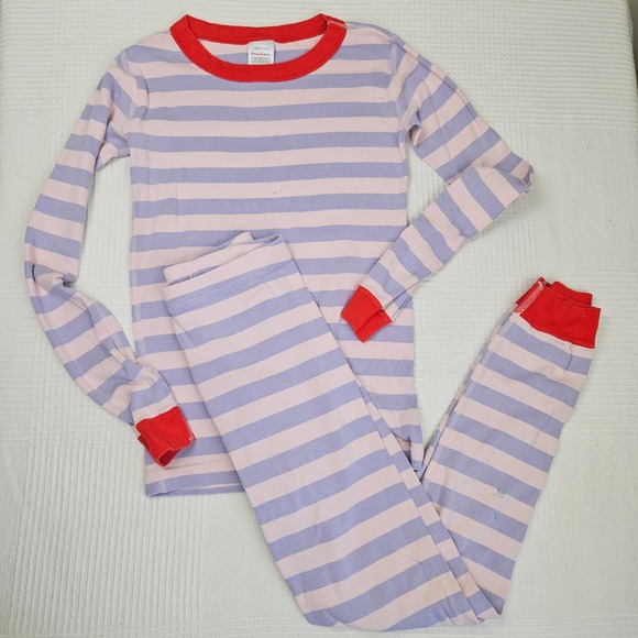 Hanna Andersson Stripe PJ Set Sz 140 10 Pink Purple Long Sleeve Pajamas - Picture 1 of 11